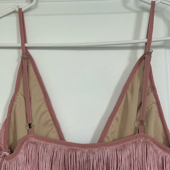 PrettyLittleThing Pink Lace Fringe Mini Dress - Picture 7 of 16